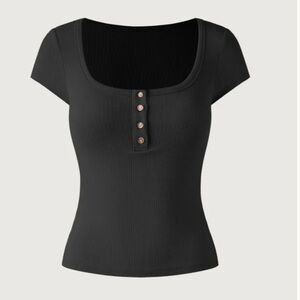 OGL Neck Henley Short Sleeve Brami Top NWT size Medium ORIGINAL PACKAGE